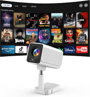 Android TV WiFi6 Mini Projector 180° Stand Auto Keystone Gaming