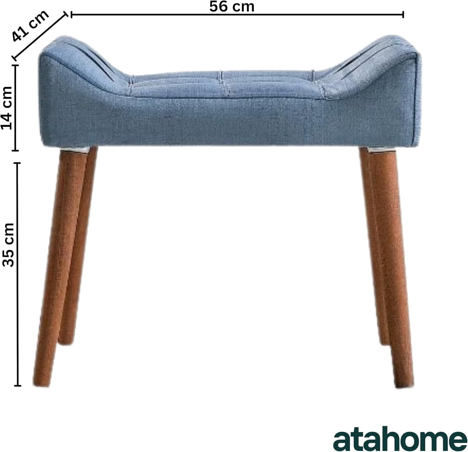 Blue Padded Dressing Table Stool Modern Vanity Makeup Chair Bedroom