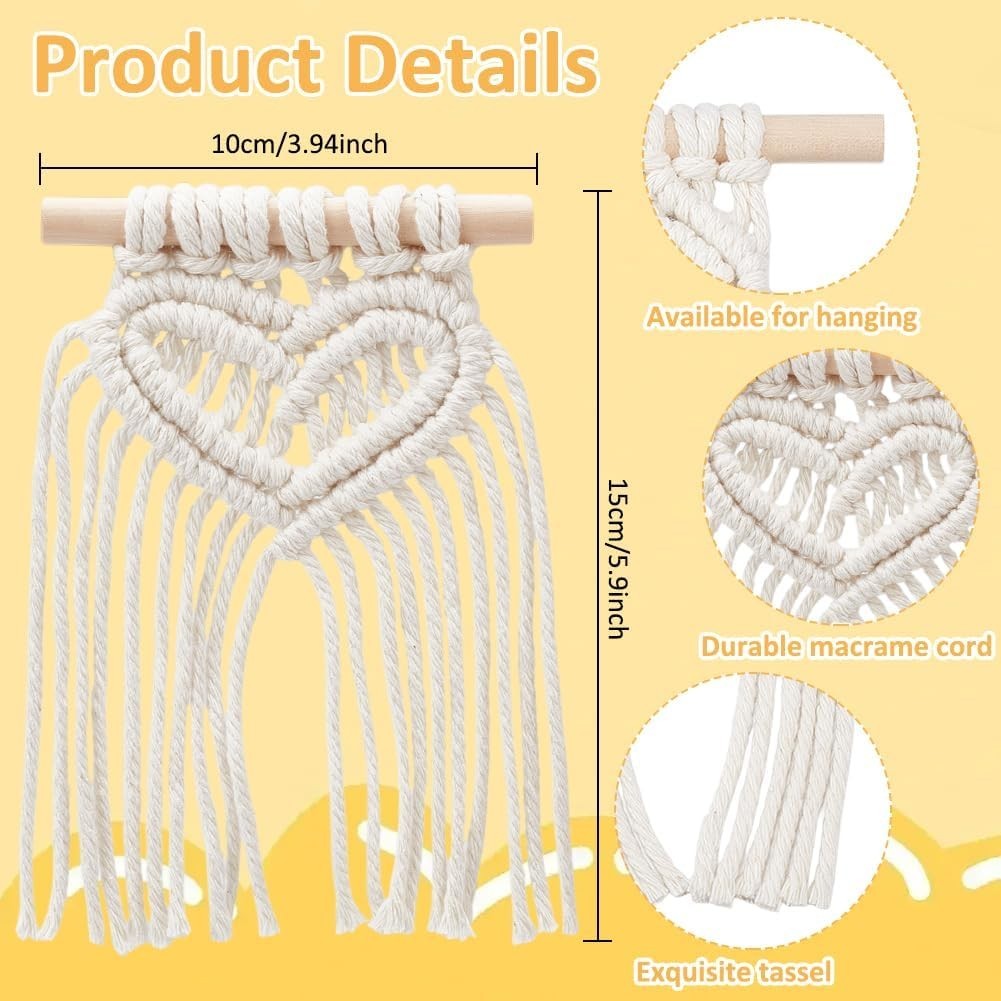 Boho Macrame DIY Kit 4 Tassel Wall Hangings Cotton Rope Decor
