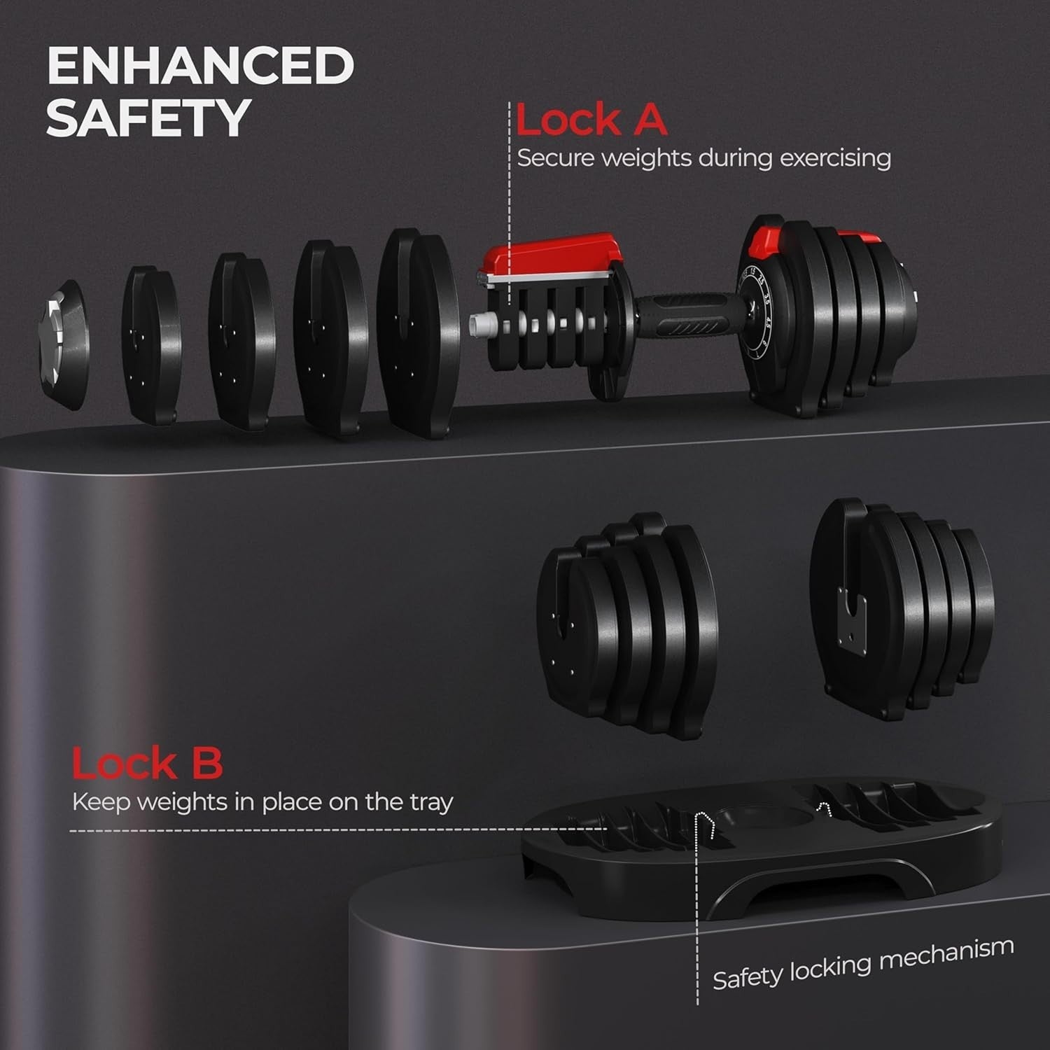 Adjustable Dumbbell Set 12.5kg Pair 11-in-1 One-Sec Dial Home Gym