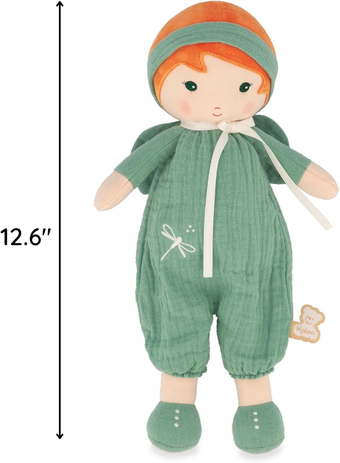 32cm Soft Fabric Rag Doll Muslin Dungarees Personalised Ribbon Newborn Gift