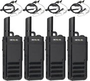 Ultra Slim Walkie Talkies 4 Pack USB-C VOX Earpiece Emergency Alarm