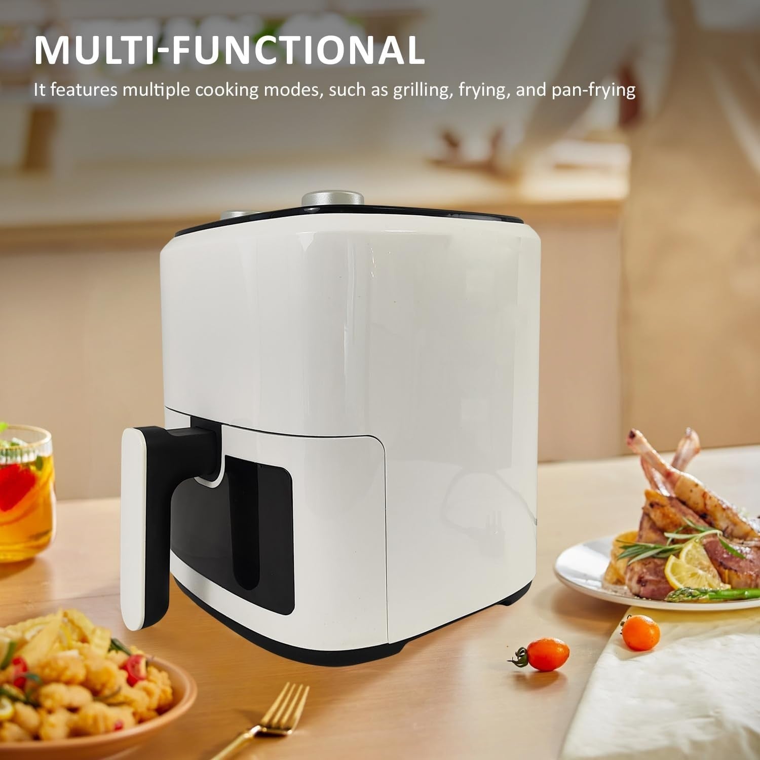 5.5L Air Fryer No Oil Dial Control 1350W Nonstick Roast Bake Dehydrate