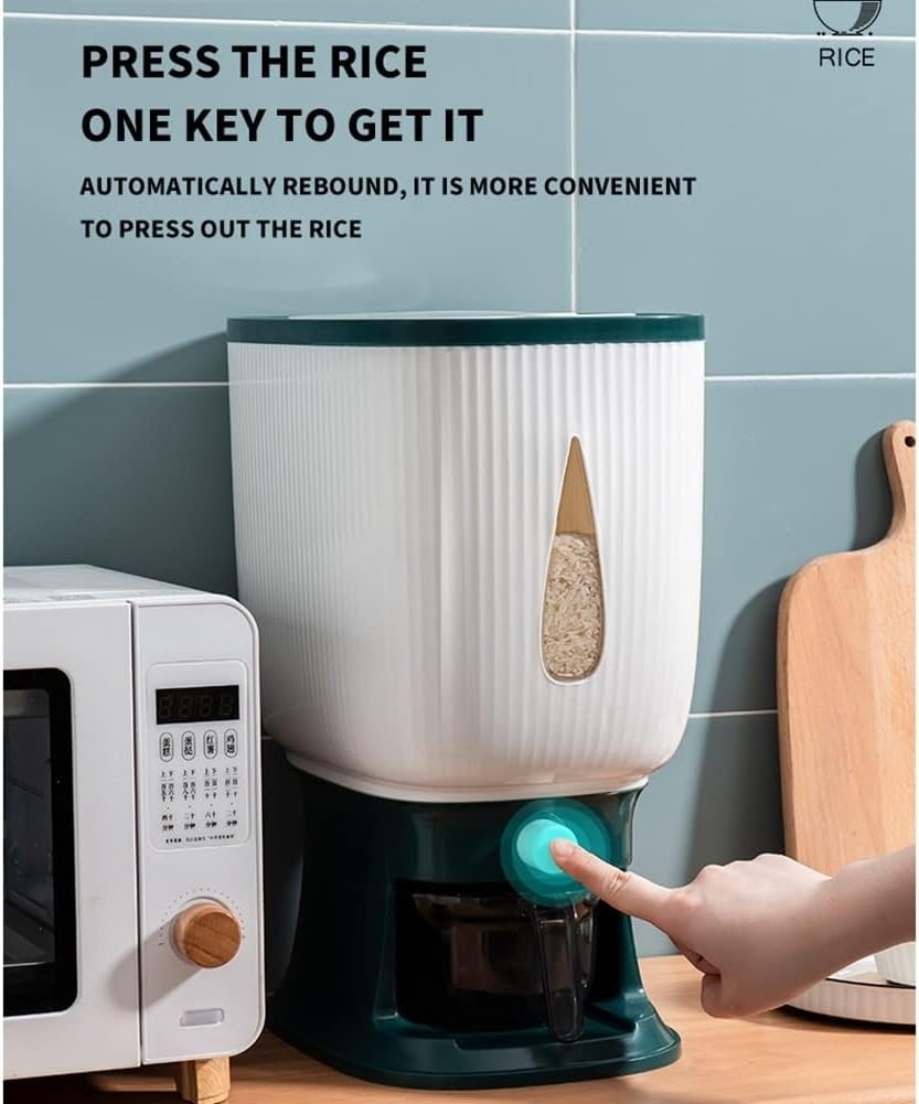 Automatic 10KG Rice Dispenser Airtight Grain Storage Container with Cup