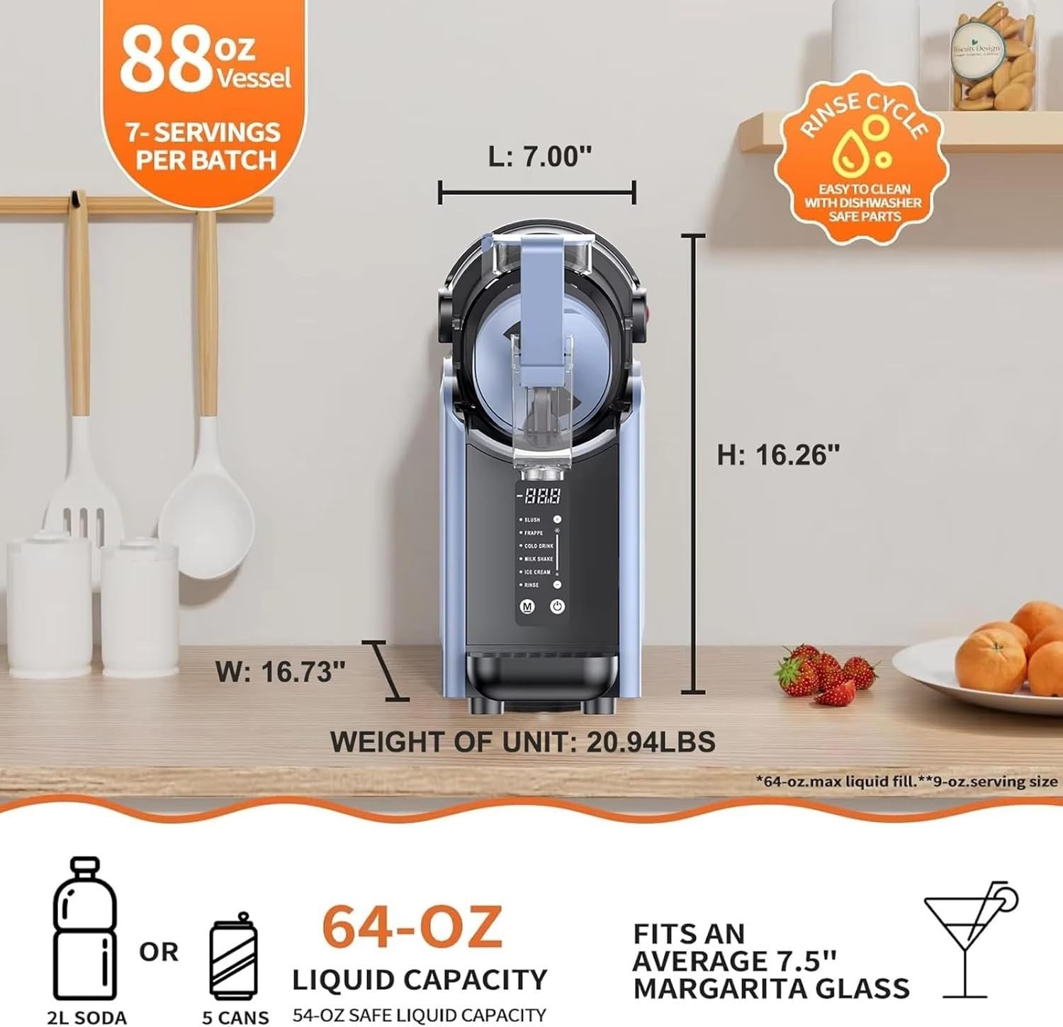 2L Slush Machine No Ice Self Cleaning Frozen Drink Maker 5 Presets