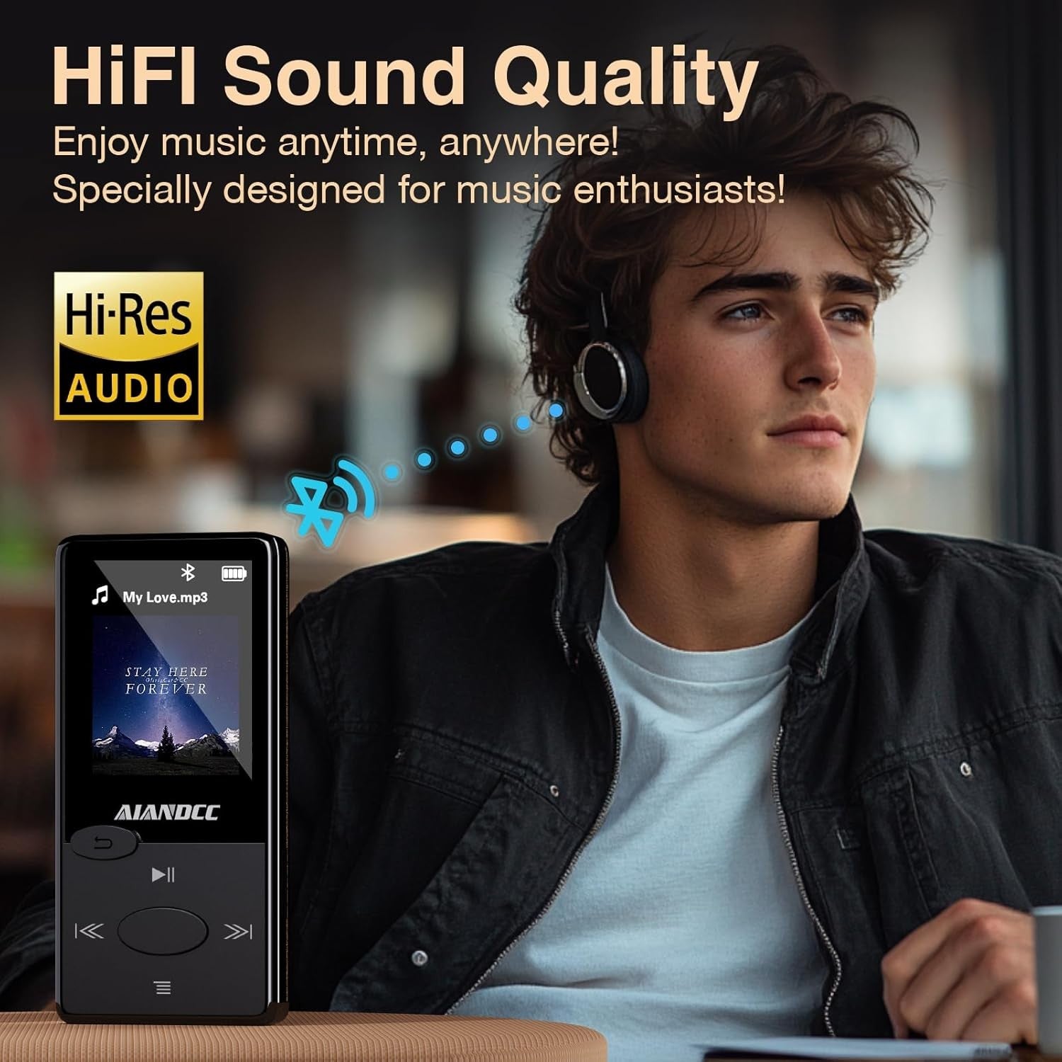 32GB MP3 Player Bluetooth 5.3 HiFi Lossless FM Radio Earphones