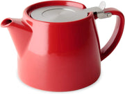 Red Teapot 18oz 510ml Porcelain Tea Pot with Lid Dishwasher Safe