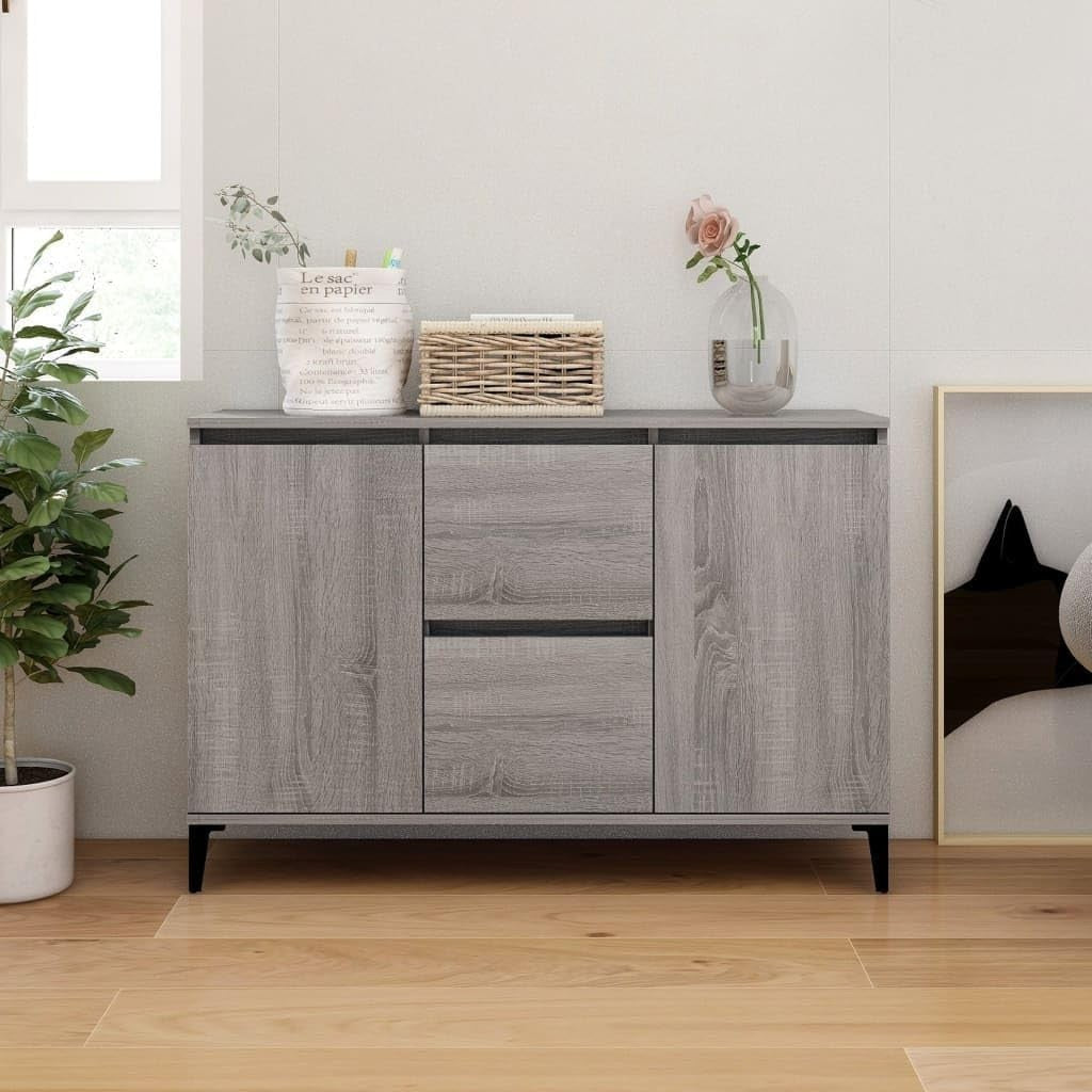Grey Sonoma Sideboard Cabinet with Drawers – Modern Storage for Living Room