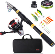 Telescopic Fishing Rod Reel Combo Travel Kit Saltwater Freshwater
