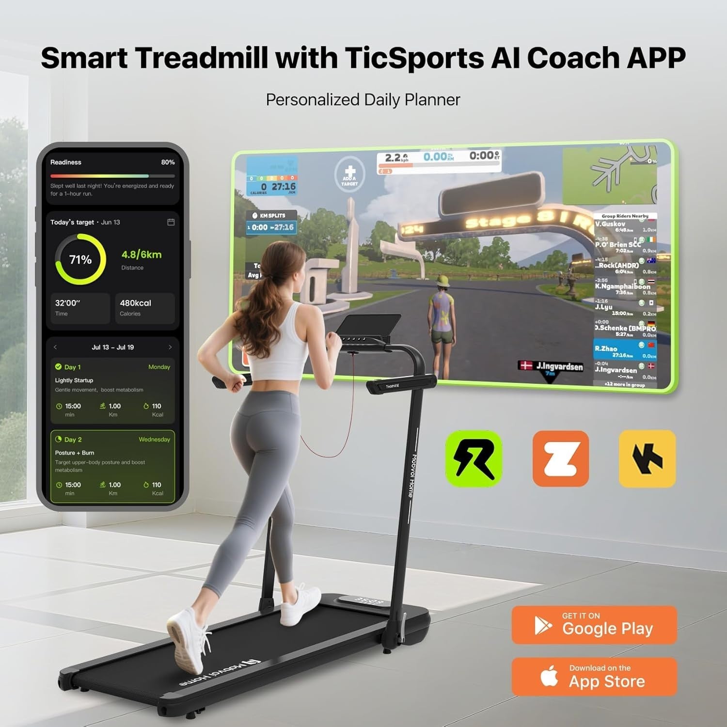 Foldable Under Desk Treadmill 3-in-1 Walking Jogging Running 12KM/H