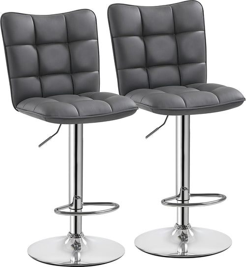 Adjustable Swivel Bar Stools Set of 2 Faux Leather Counter Chairs