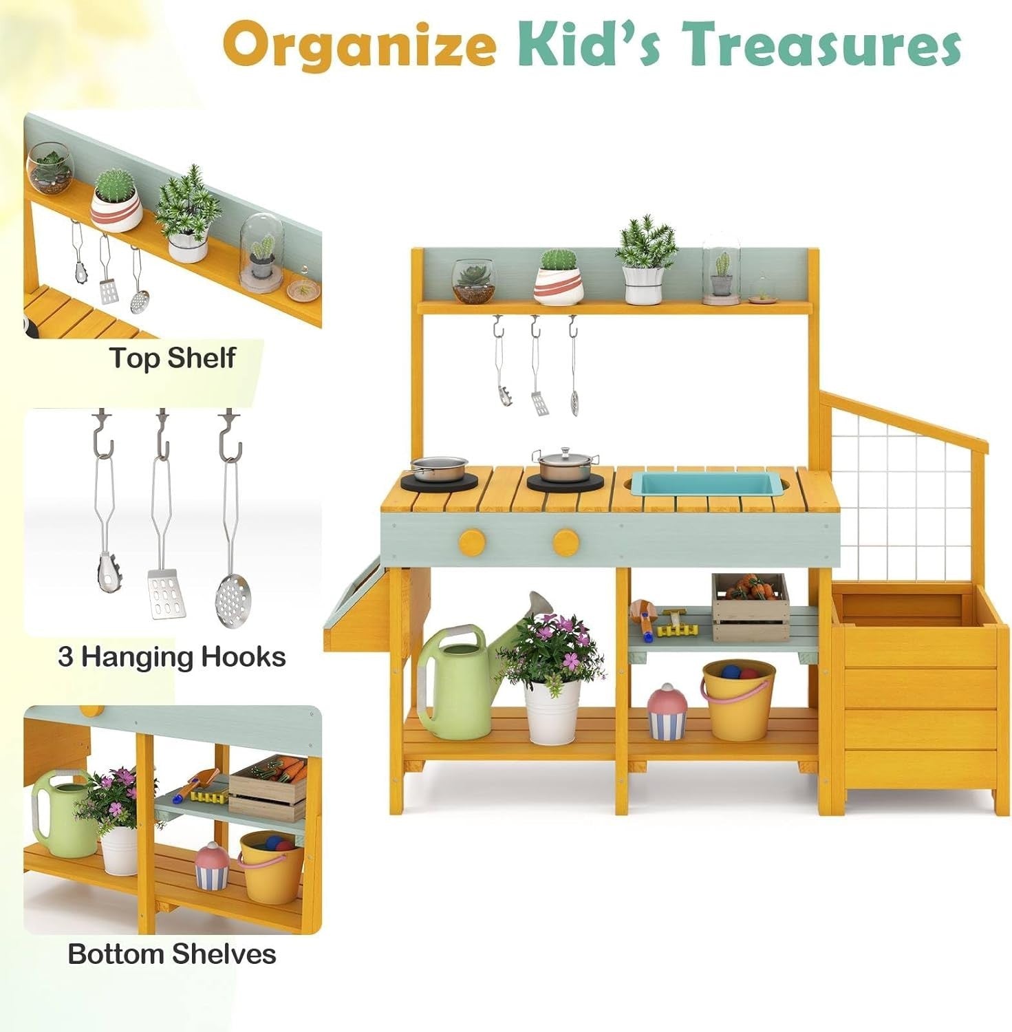 Outdoor Kids Mud Kitchen Garden Potting Bench Wooden Playset Toy