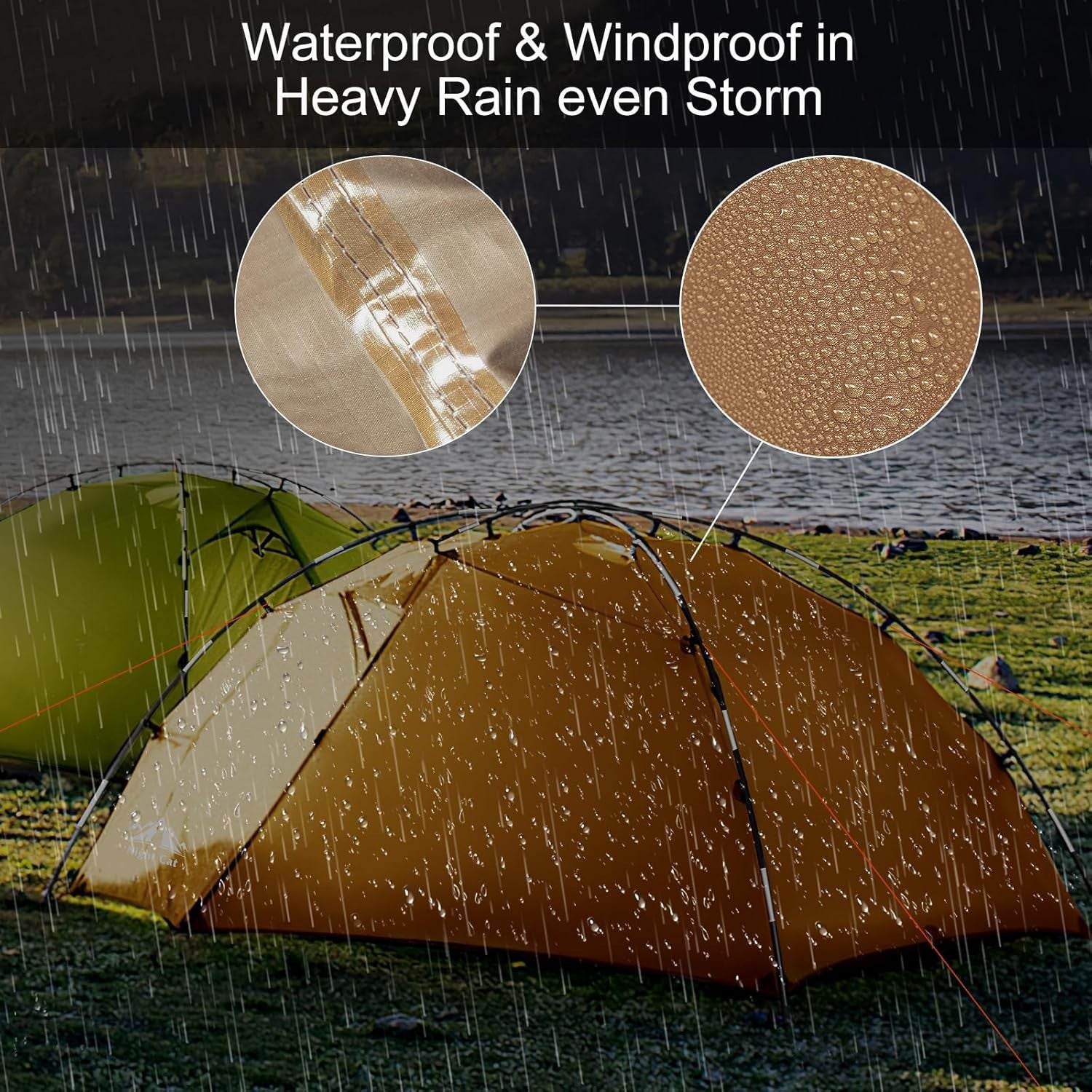 Lightweight Waterproof 2-Person Camping Tent Easy Setup for Backpacking