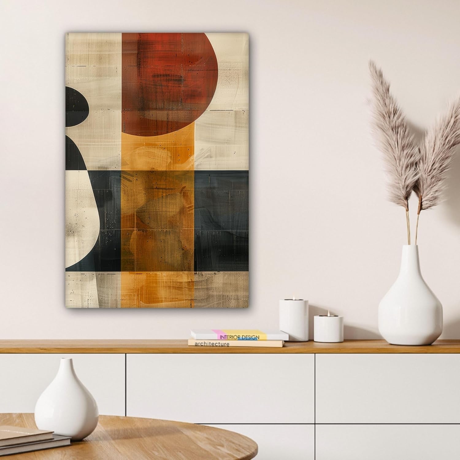 Abstract Canvas Wall Art 40x60cm Beige Industrial Modern Decor