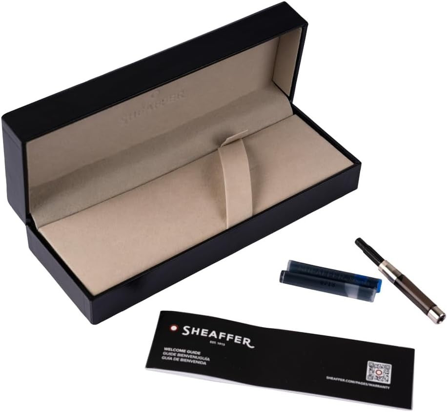 Luxury Fountain Pen Black Blue Medium Nib Smooth Writing Gift Set