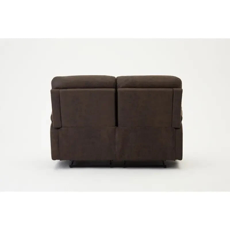 2 Seater Recliner Sofa Manual Air Leather Padded Brown Lounge Chair