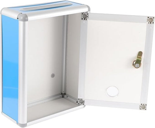 Lockable Wall Mount Mailbox Blue Weatherproof Post Box Compact & Secure Storage