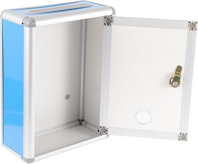 Lockable Wall Mount Mailbox Blue Weatherproof Post Box Compact & Secure Storage