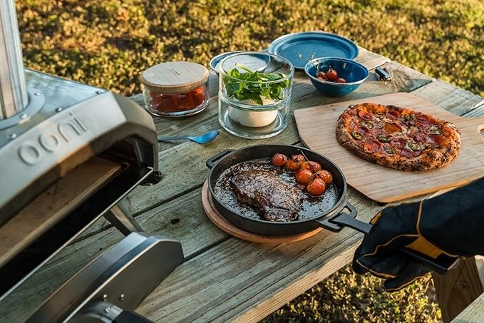 12" Dual Fuel Pizza Oven Outdoor Wood Gas Fired 500°C Stone Grill Maker
