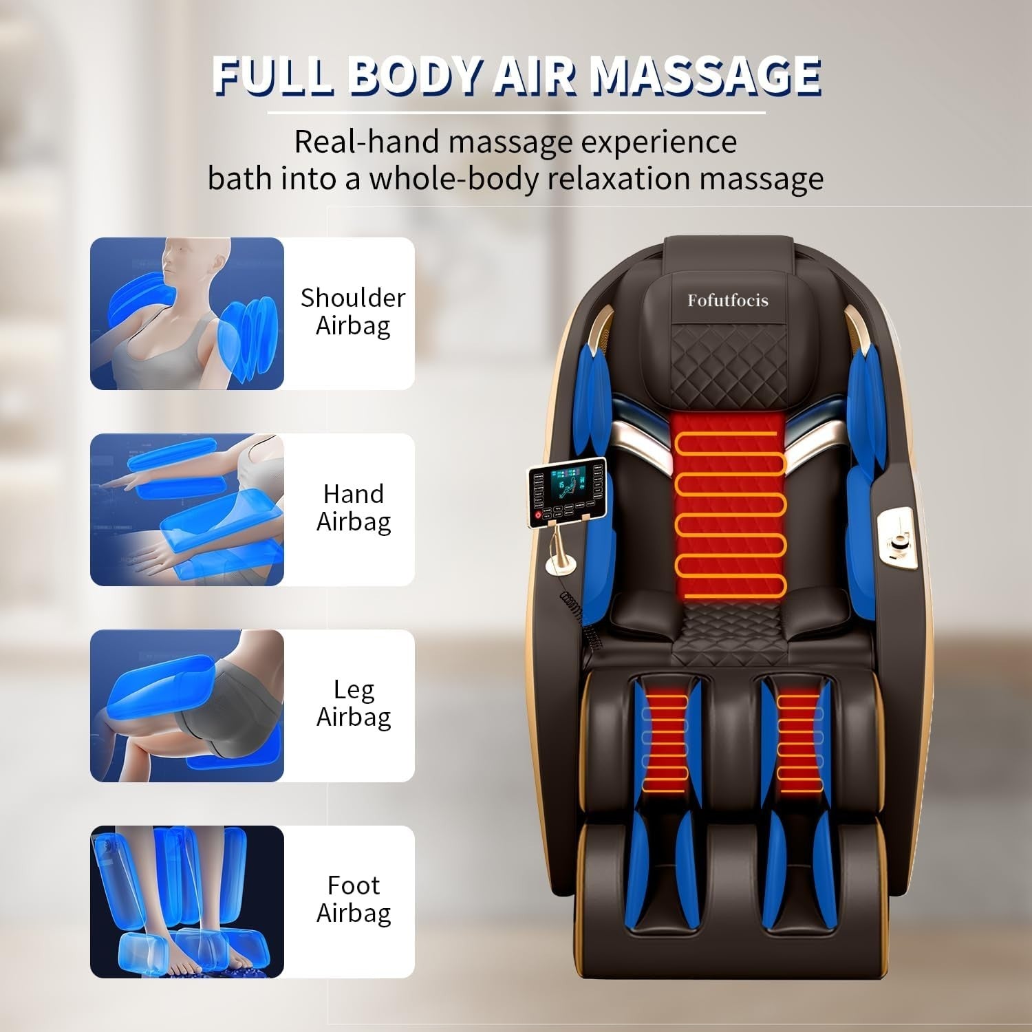Full Body Zero Gravity Massage Chair with Heat, AI Voice, Calf & Leg Relief