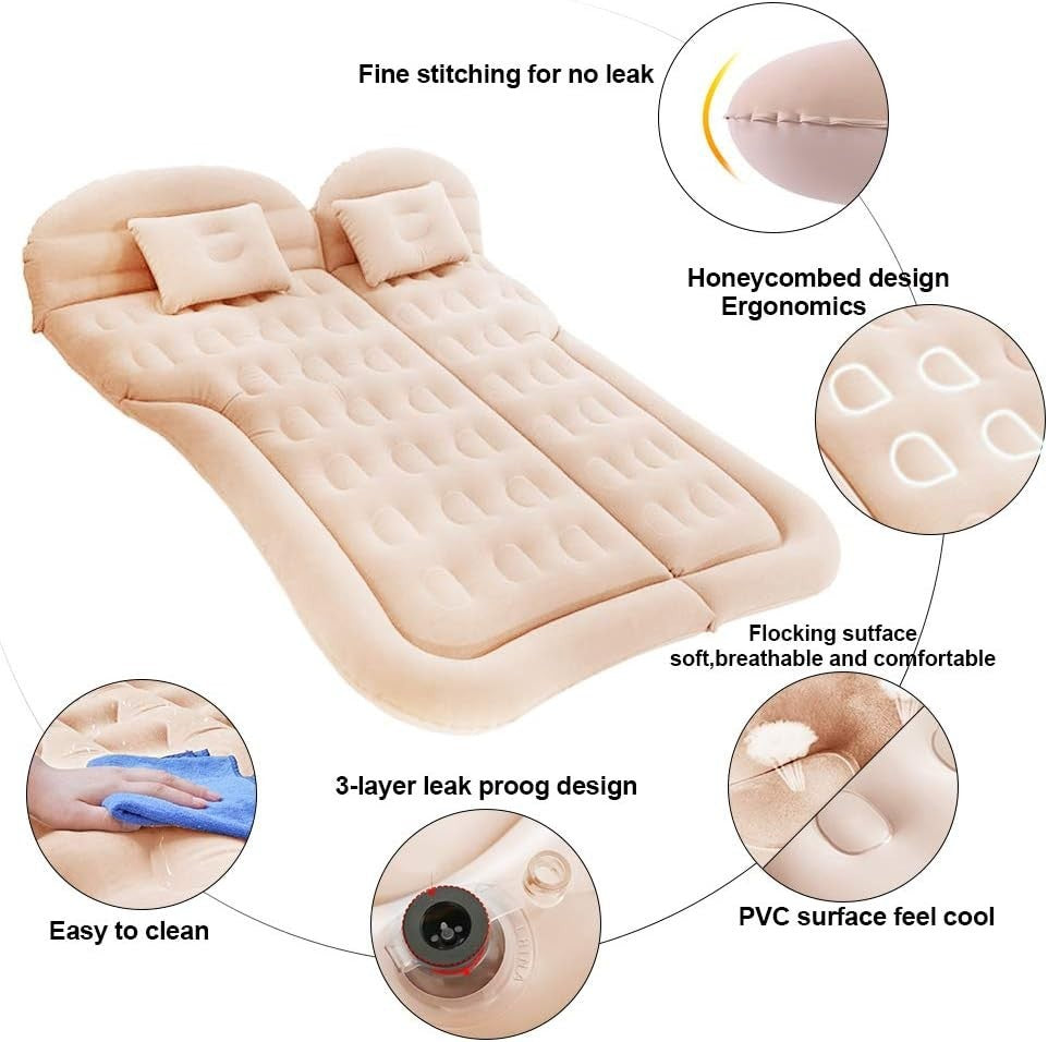 SUV Car Air Mattress Inflatable Bed Camping Sleeping Pad w Pump & Pillows