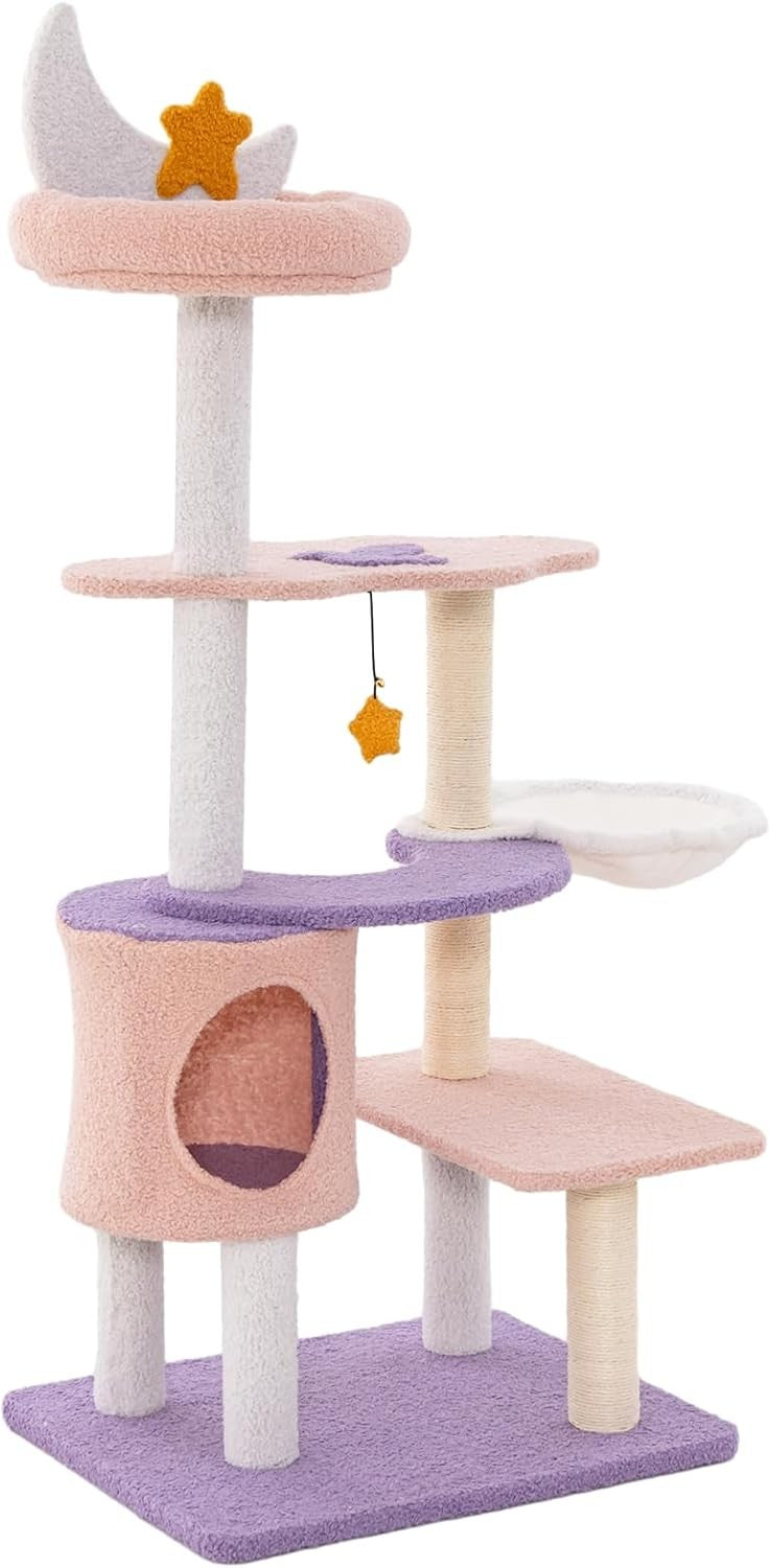 Cat Tree 140cm Multi Level Climbing Tower Condo Hammock Sisal Indoor Cats