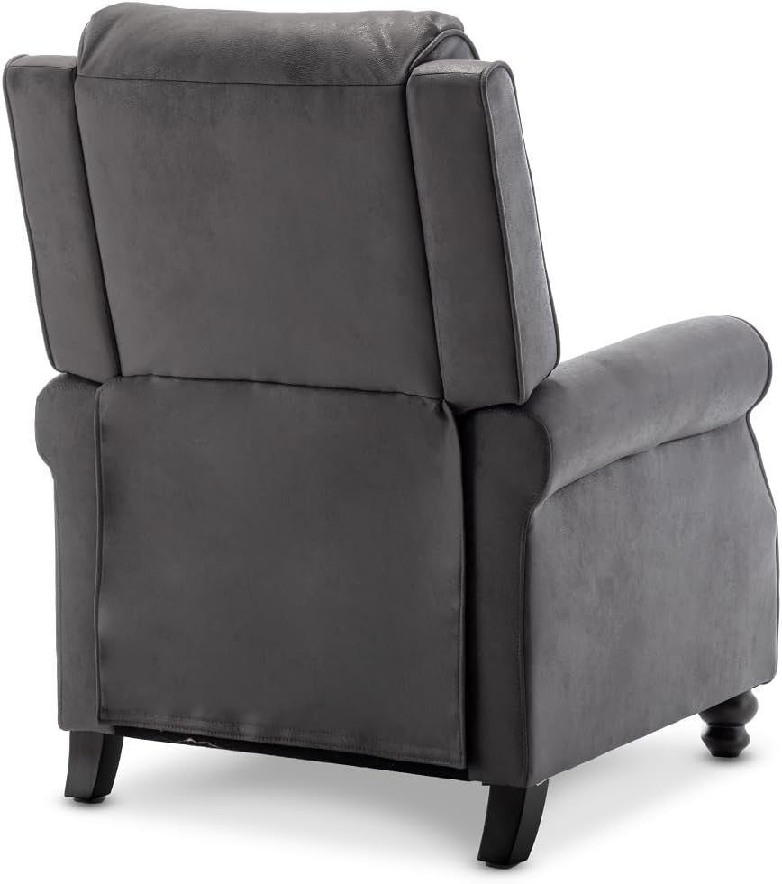 Recliner Armchair Faux Leather Grey Chair High Back Support Elderly