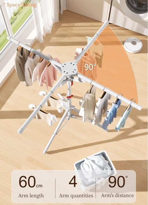 Adjustable Clothes Airer Tripod Drying Rack Indoor Outdoor Folding Stand