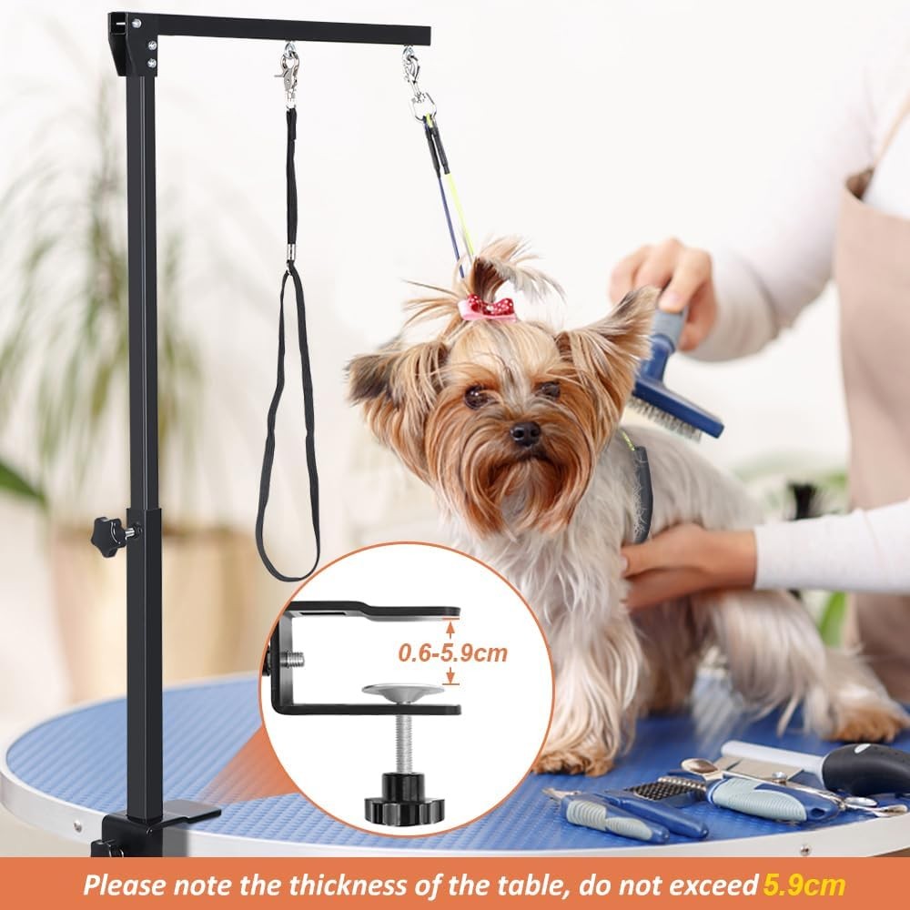 Dog Grooming Arm Clamp Adjustable w Hammock Harness No Sit Holder