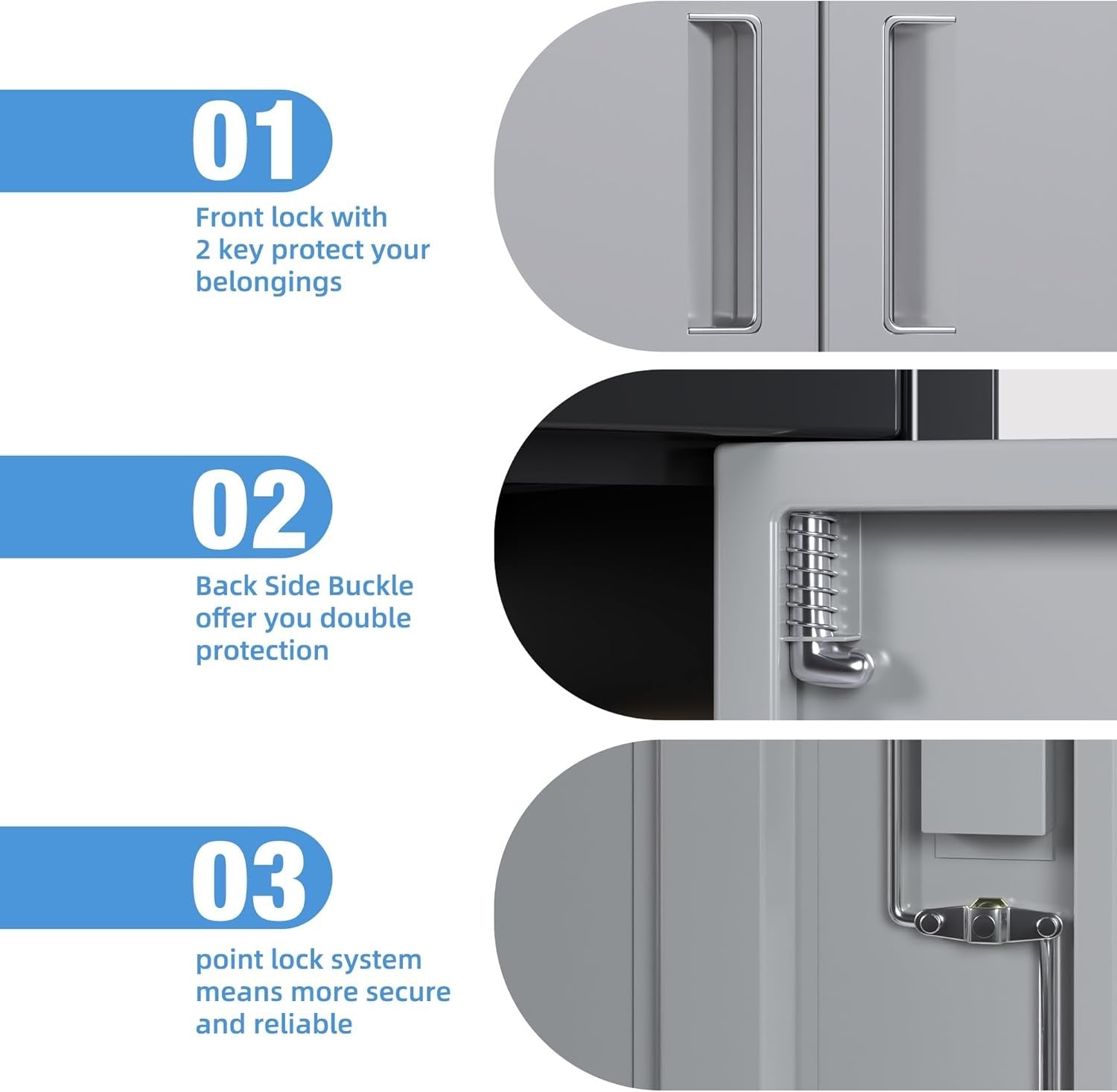Black Grey Metal Storage Cabinet 2 Door Lockable Steel Cupboard Shelves 180cm