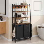 Tall Laundry Sorter with Shelves & Hooks | 2 Pull-Out Bags | 155cm Freestanding