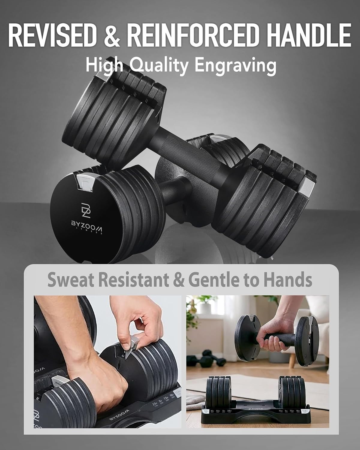 12.5lb Adjustable Dumbbells Pair 5-in-1 Quick Select Home Gym Weights