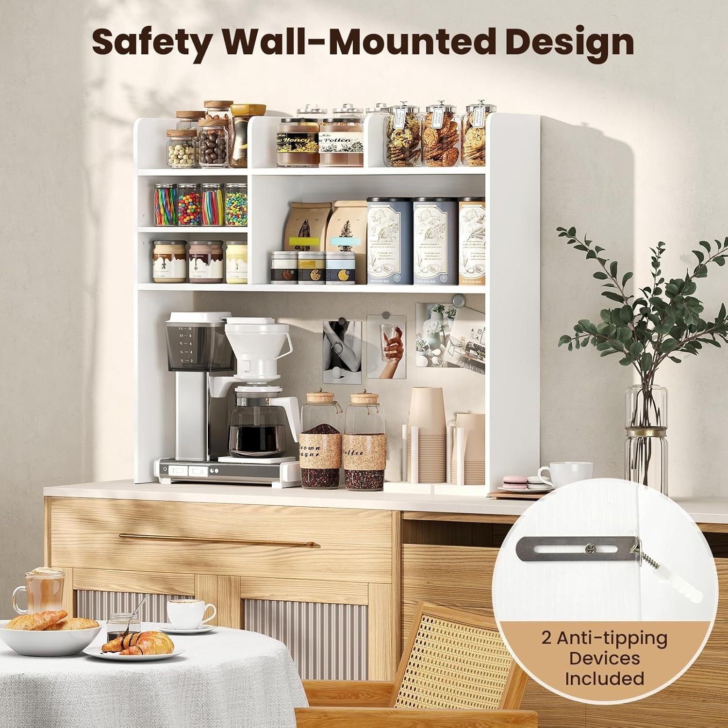 94cm White Desk Hutch – 3-Tier Desktop Bookshelf with Adjustable Shelves