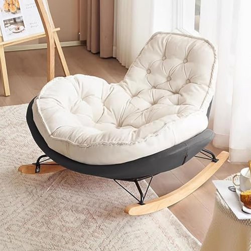 Velvet Rocking Chair High Back Armchair Comfy Lounge Seat for Living Room