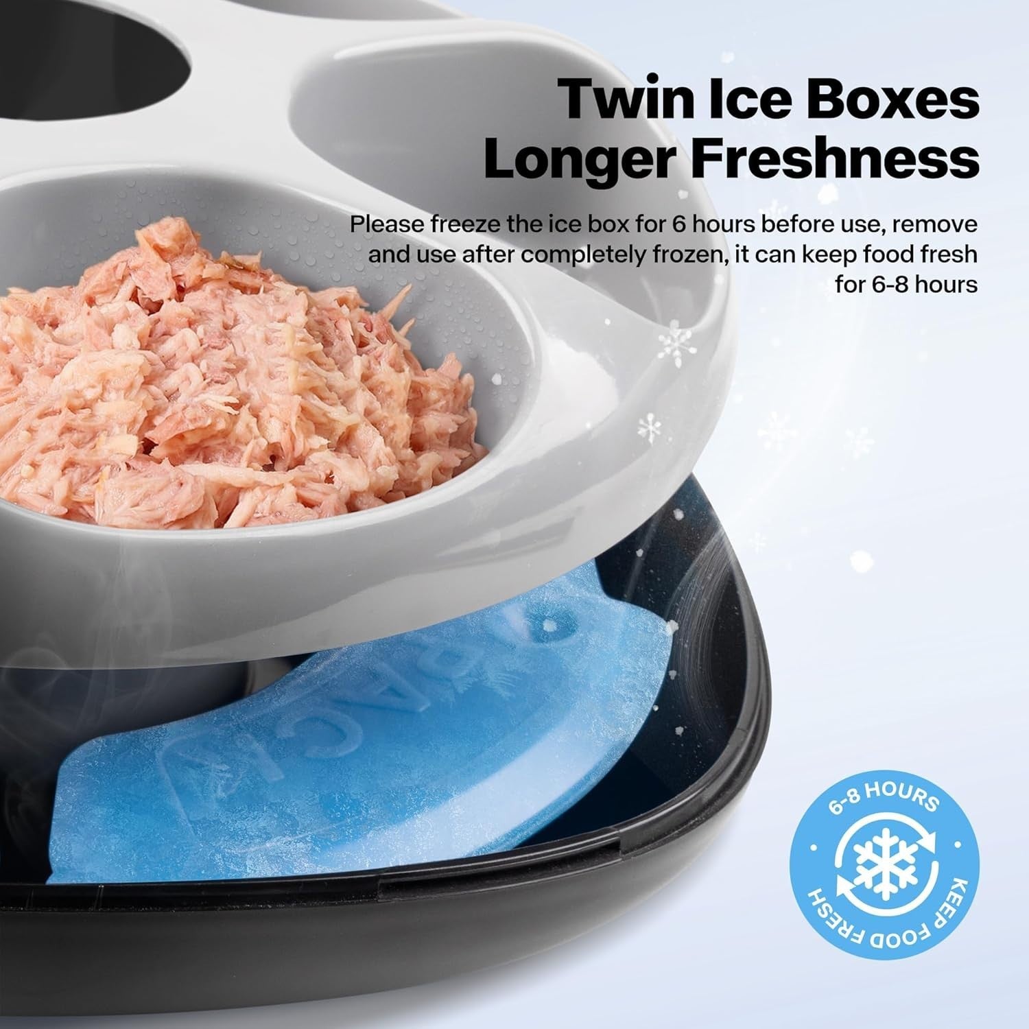 Automatic Wet Cat Feeder 6 Meal Food Dispenser Timer Ice Packs 300ml