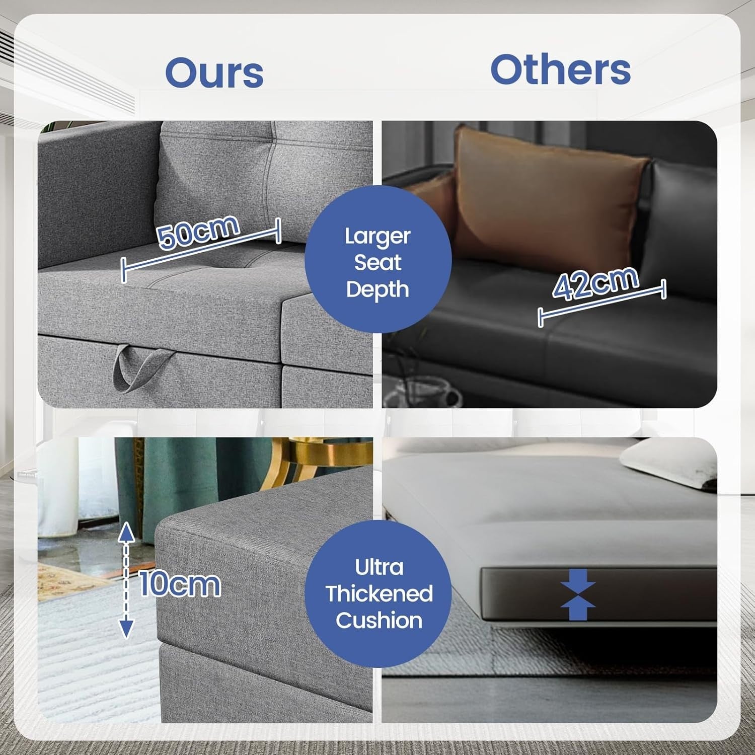 6 Seater Grey Sofa Bed L-Shaped Modular w/Storage Ottoman for Living Room