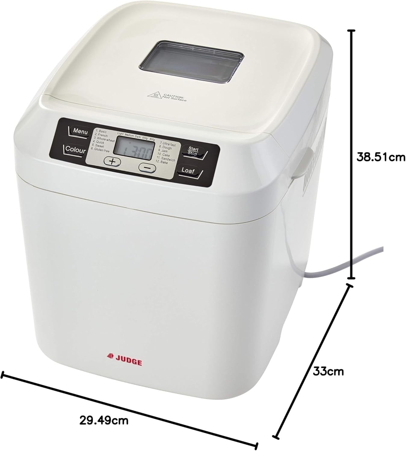 800g Digital Bread Maker 12 Programs Delay Timer Keep Warm White
