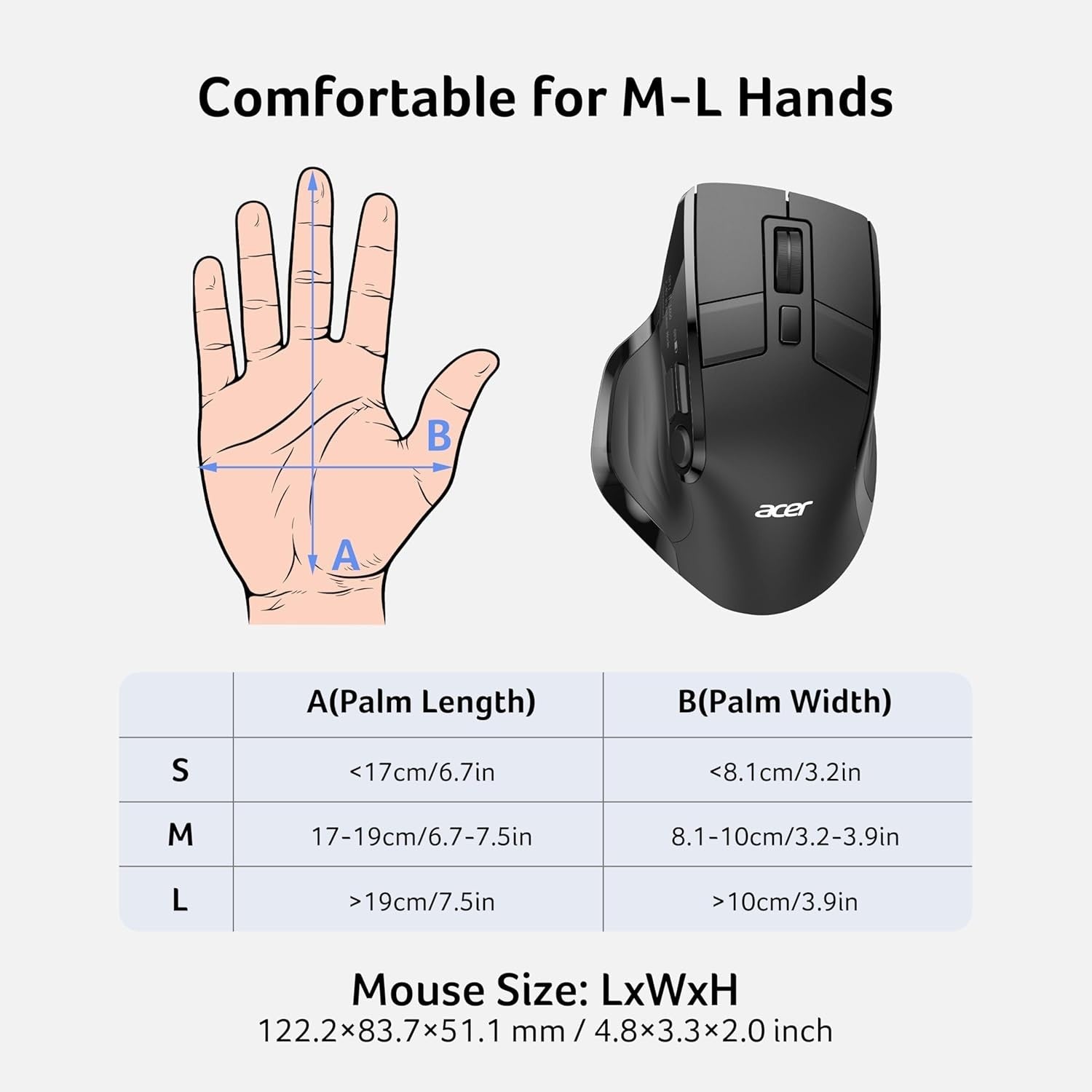 Ergonomic Vertical Wireless Mouse 4000 DPI Bluetooth Rechargeable