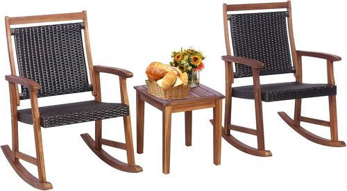3-Piece Outdoor Rocking Chair Set with Table – Comfortable Patio Bistro