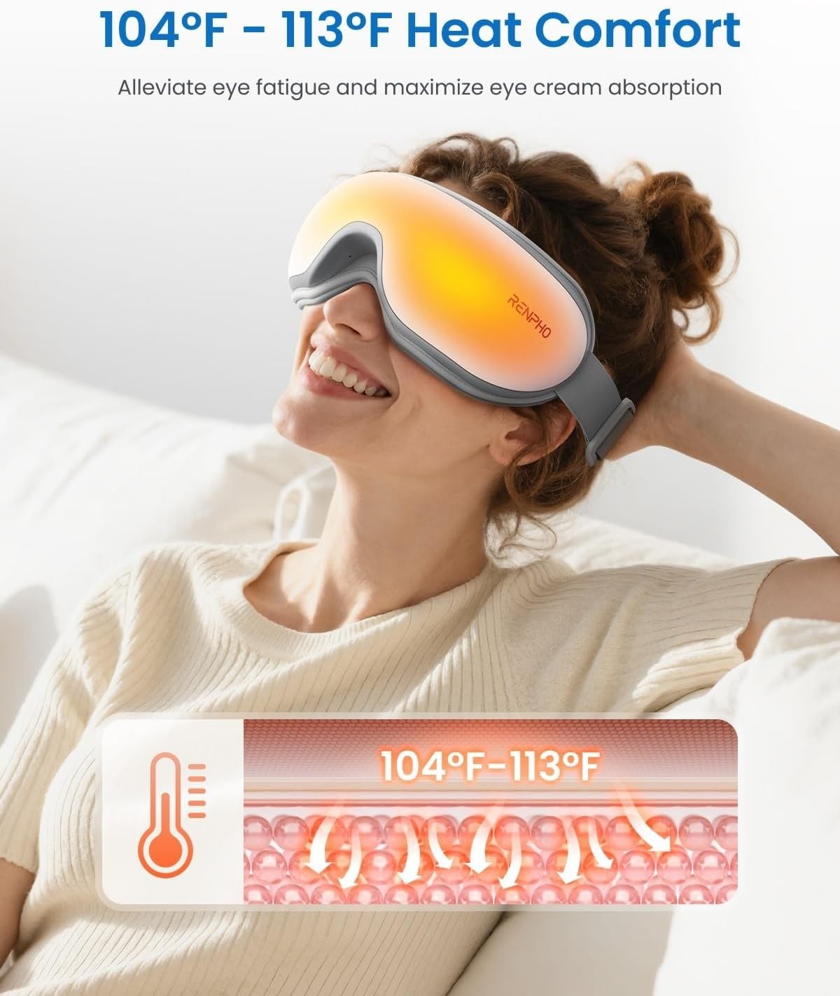 Rechargeable Heated Eye Mask Bluetooth Music Sleep & Dry Eye Relief