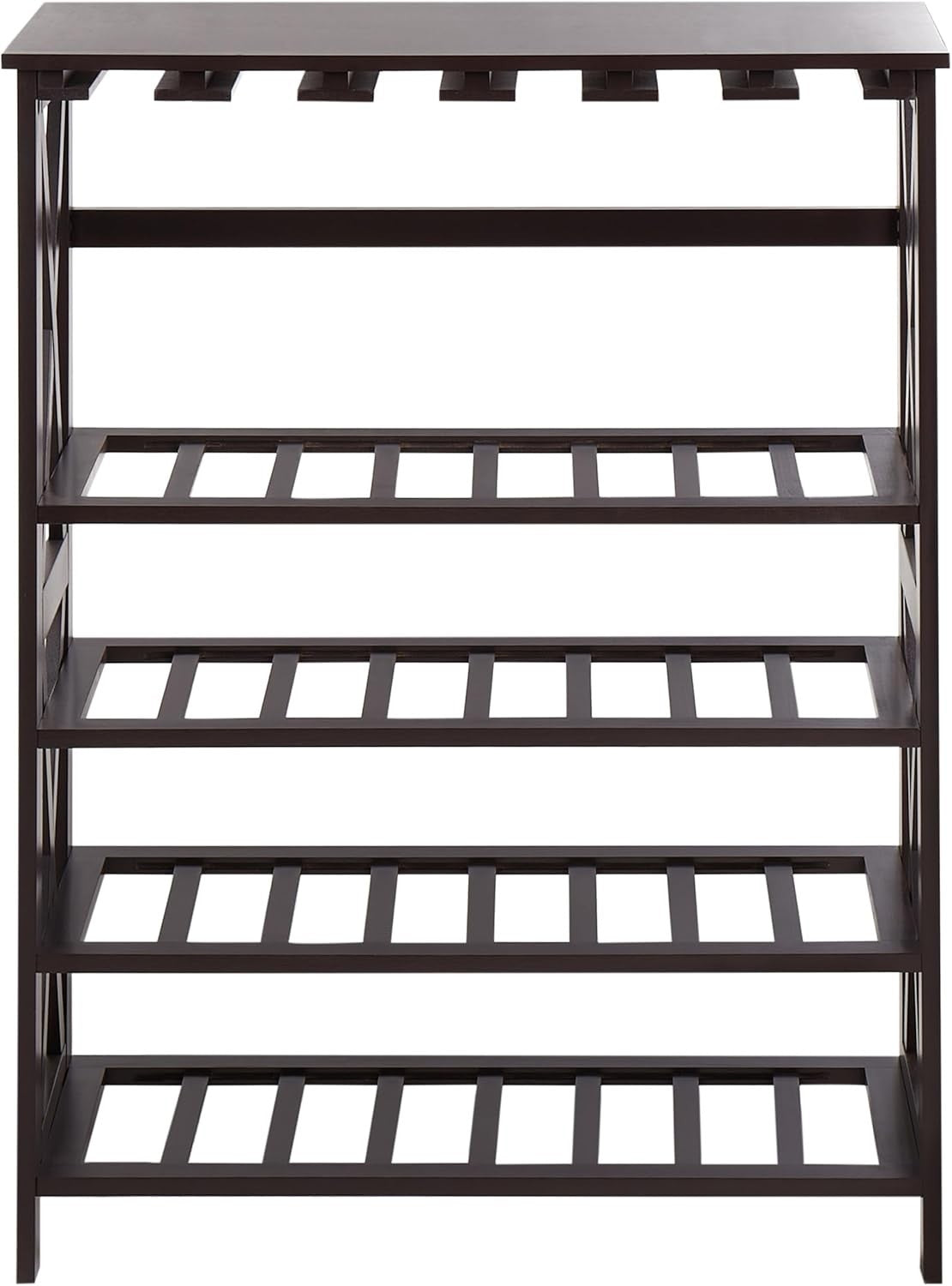 Large Wooden Wine Rack Freestanding Shelf Storage for Bottles & Glasses