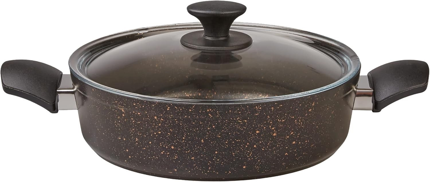 7pcs BlackGold Granite Non Stick Induction Cookware Set With Lid PFOA Free