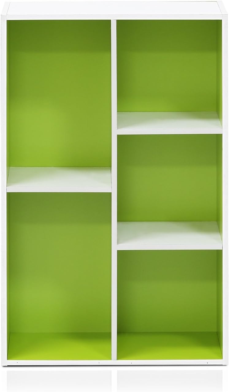5 Cube Bookcase Storage Open Shelf Compact Organizer Bookshelf Display Green