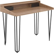 Oak & Black Office Desk with Drawers, 110 x 60 cm Modern Study Table