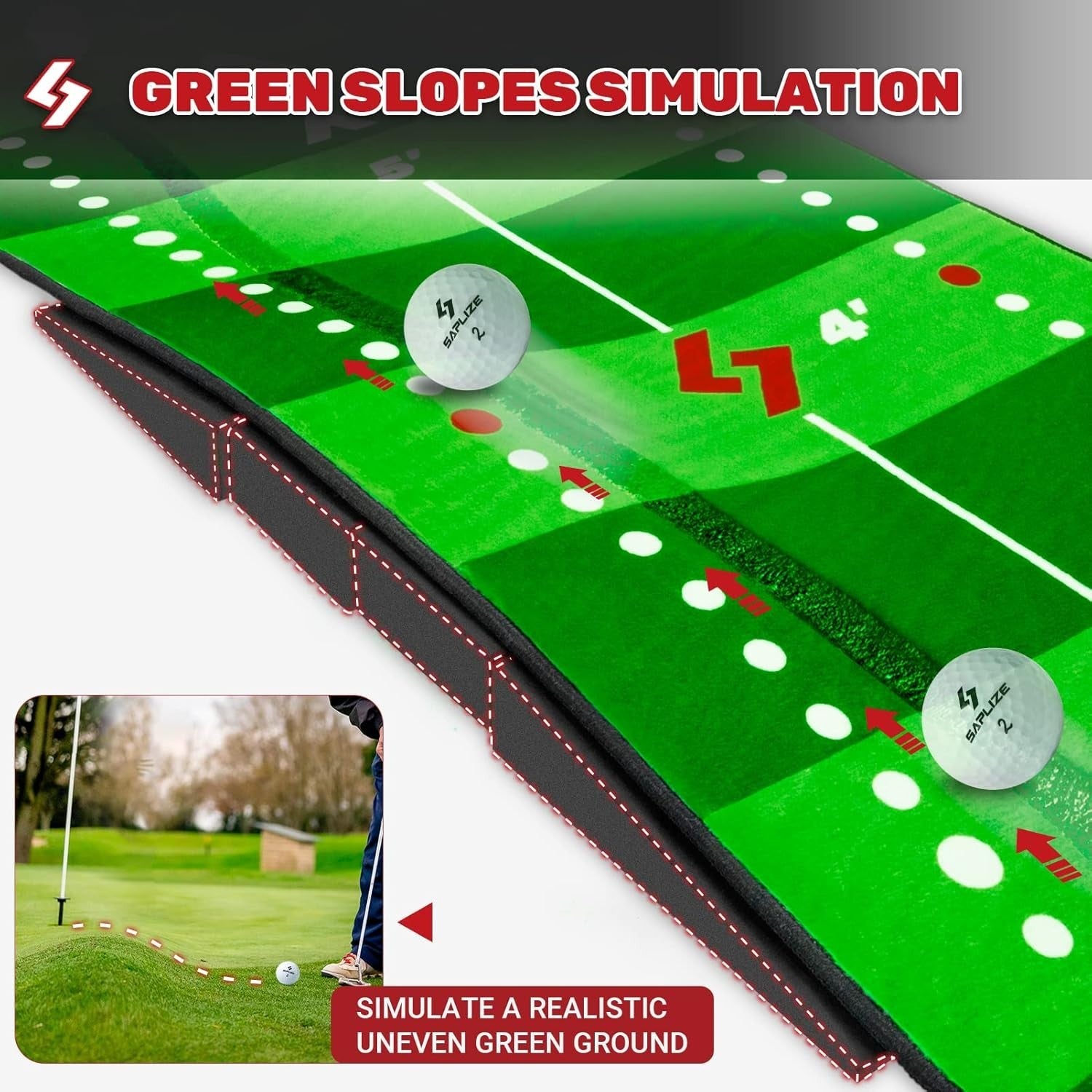 Golf Putting Mat 20" x 10ft Indoor Outdoor Training Aid Alignment Speed Track