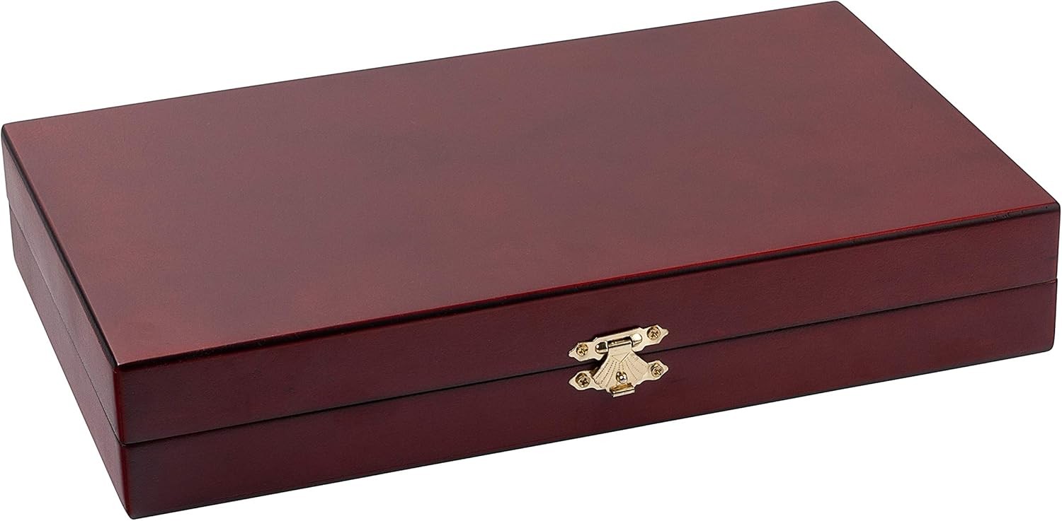 Classic Wooden Backgammon Set Compact Board Game with Dice Cups Case