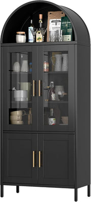 Tall White Arched Pantry Shelf – Open Display Cabinet with Drawer 185cm