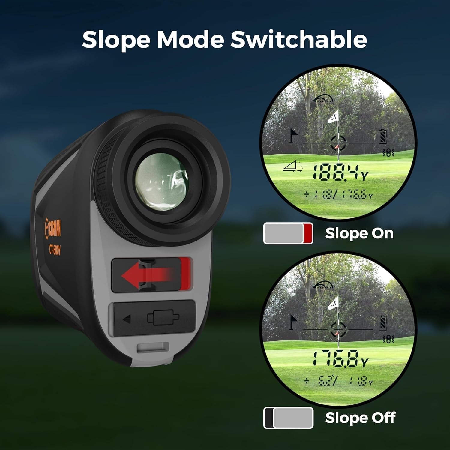 Golf Range Finder 800 Yards Slope Flag Lock Vibration USB Rechargeable