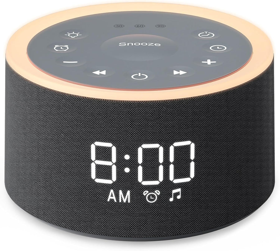 Black Noise Machine with Night Light & Alarm Clock – 29 Soothing Sounds