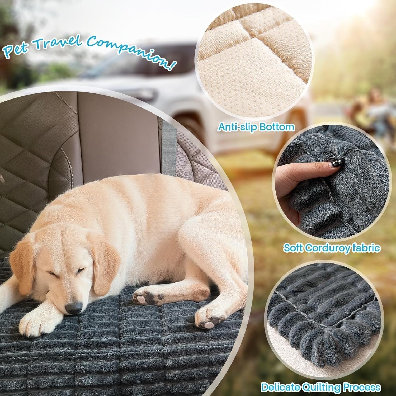 Dog Car Back Seat Bed Mat Non Slip Pet Travel Blanket 138x63cm